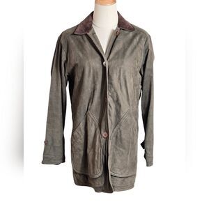 Marylynn Vintage Traditions Green and Brown Real Suede Barn Jacket